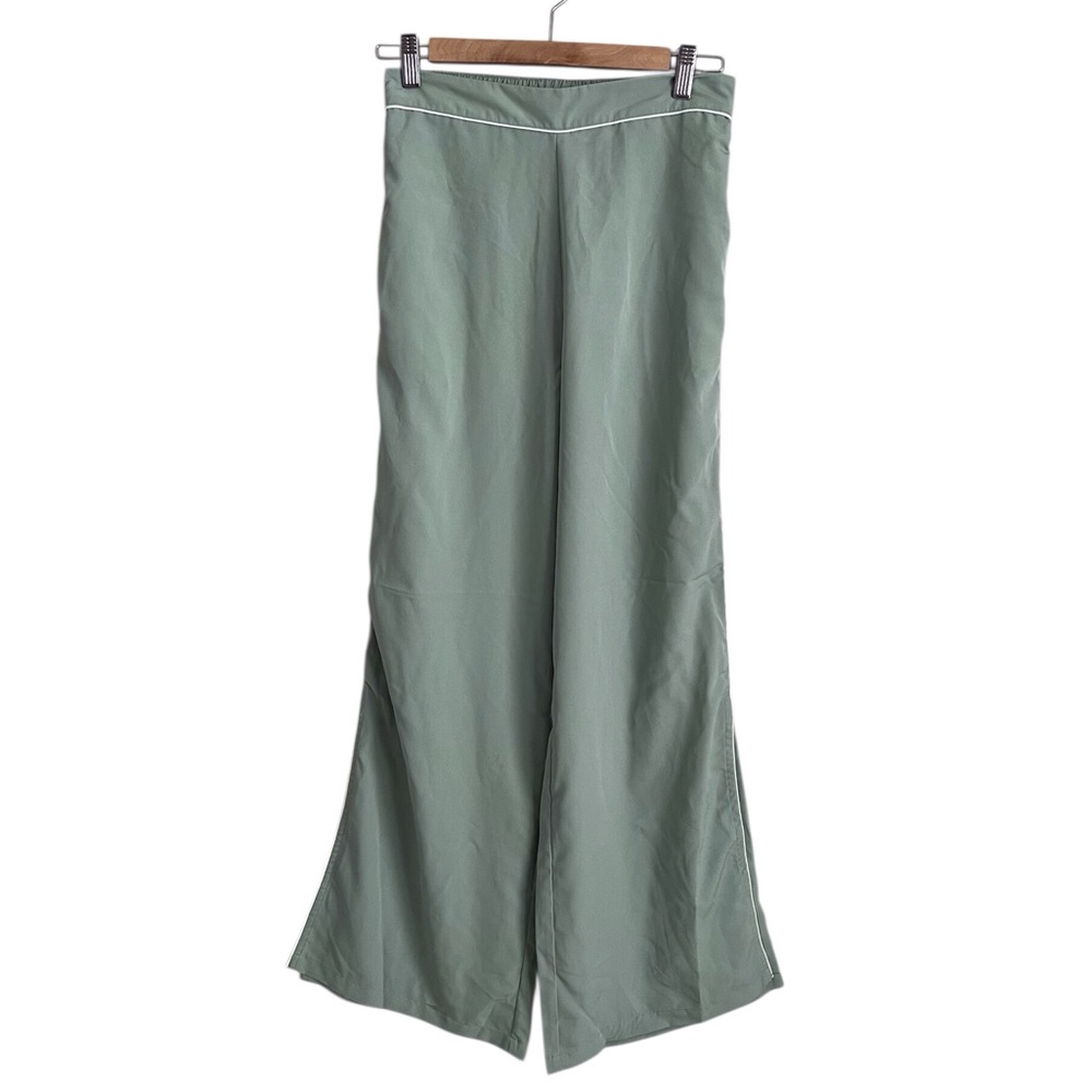 Jason Wu Sage Green PJ Pants Wide Leg White Trim Loungewear Pastel Sleep Small
